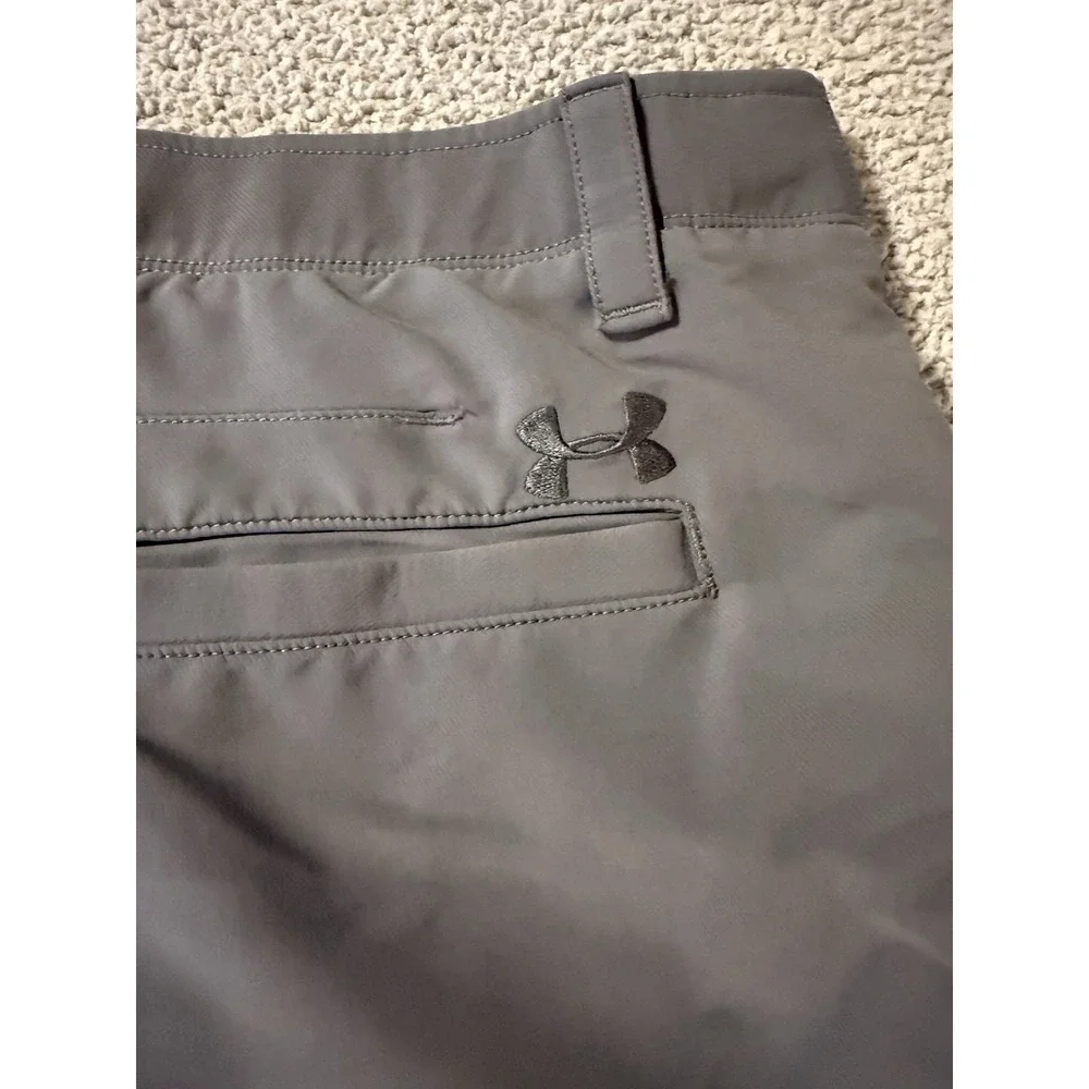 Under Armour The Match Play Shorts Gray Golf Stretch Flat Front Heat Gear Men 36